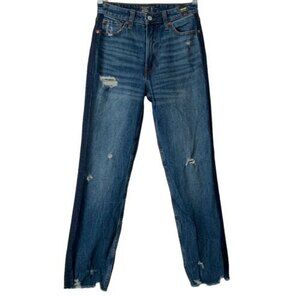 Abercrombie & Fitch Blue Simone High Rise Jeans Ankle Straight Side Stripe 25